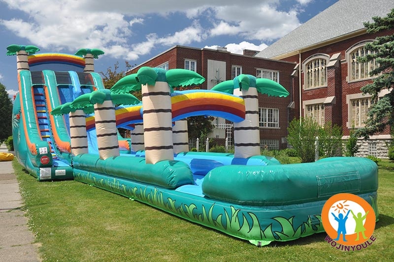 WS197 25ft Tropical Double Lane Slip & Water Slide With Pool