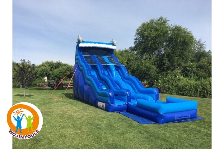 WS149 18ft Dolphin Dual Lanel Inflatable Water Slide