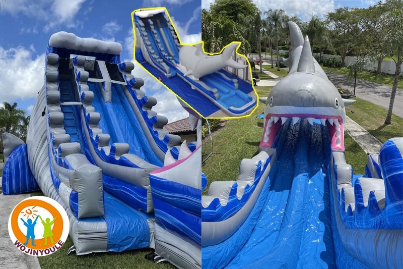 WS158 26ft Shark Dual Lane Water Slide with Pool