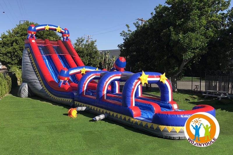 WS154 22ft Rocket Dual Lane Water Slide with Slip and Splash Pool