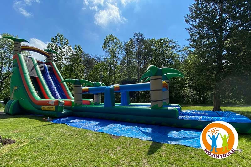 WS147 65ft Tropical Dual Lane Water Slide with Slip n Splash