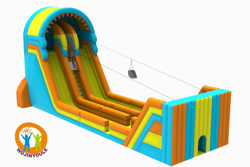 OC133 Rainbow commercial outdoor zip line inflatable slide for adults