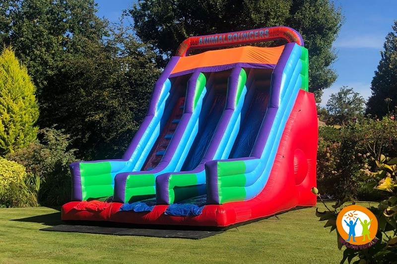 DS105 19ft Two Lane Rainbow Inflatable Dry Slide​
