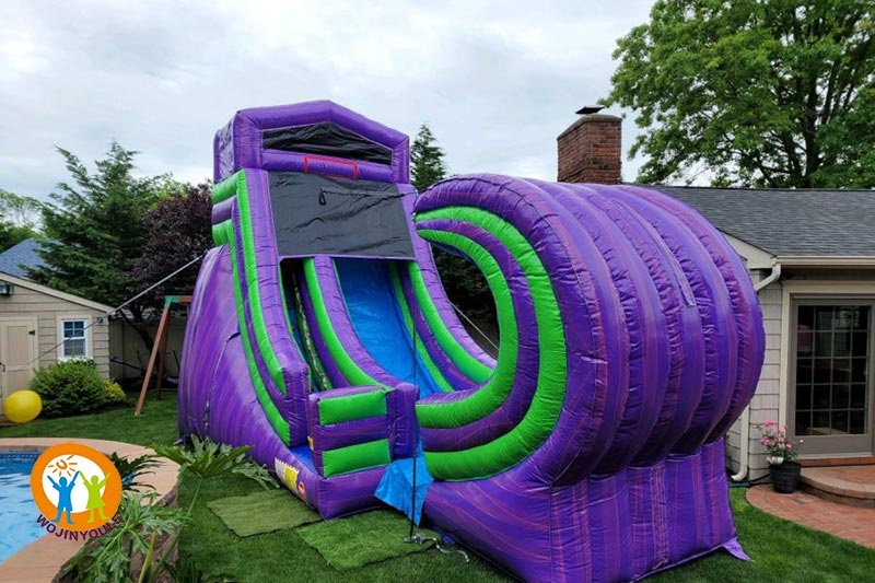 WW132 20ft Halfpipe Purple Green Inflatable Water Slide