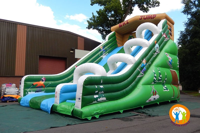 DS127 28ft Ski Jump Green Inflatable Dry Slide