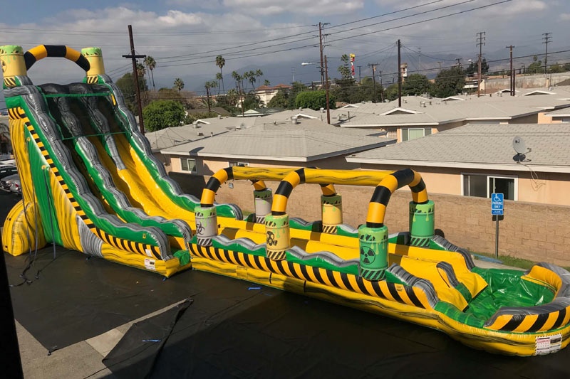 WS215 Toxic Revenge 30ft Dual Lane Water Slide with pool