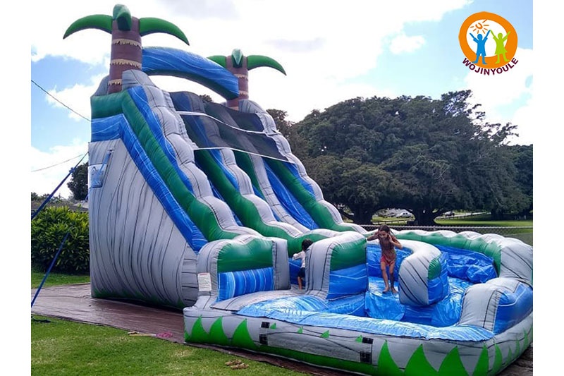 WW134 23ft Blue Crush Dual Lane Twister Inflatable Water Slide