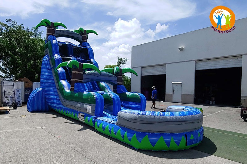 WW156 25ft Tall Single Lane Blue Inflatable Water Slide with Pool