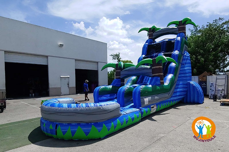 WW157 20ft Tall Single Lane Blue Inflatable Water Slide with Pool