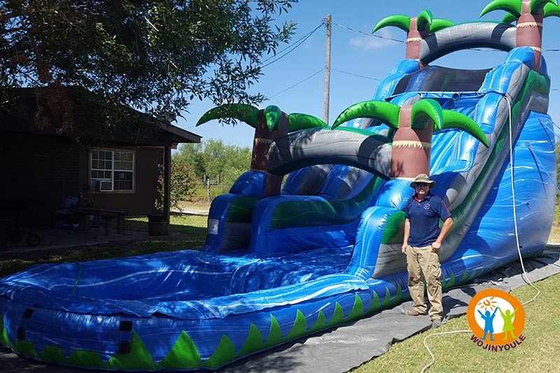 WW154 20ft Tall Tropical Blue Crush Inflatable Water Slide