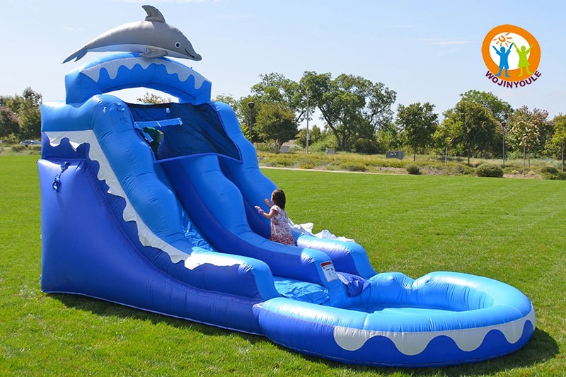 WW144 Dolphin Commercial Grade Inflatable Water Slide with Pool