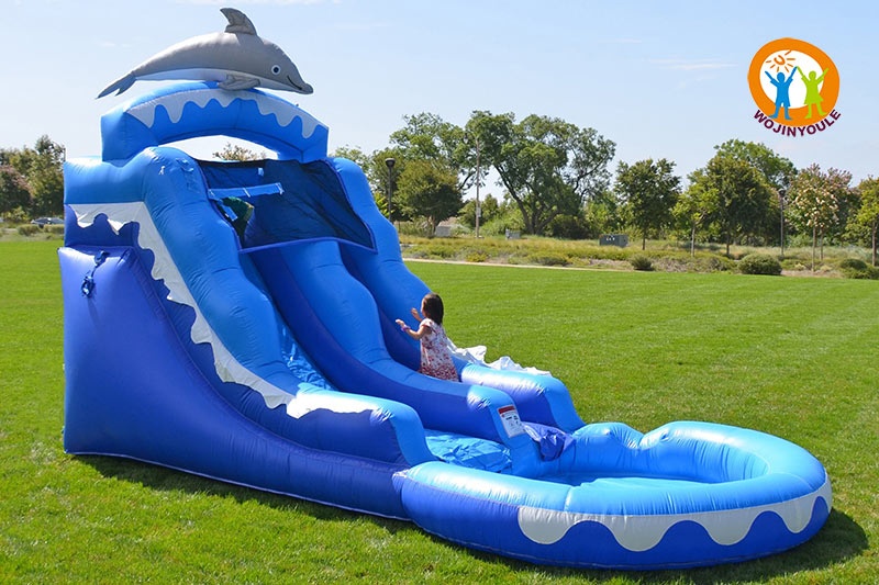 WW144 13ft Tall Dolphin Commercial Inflatable Water Slide with Pool
