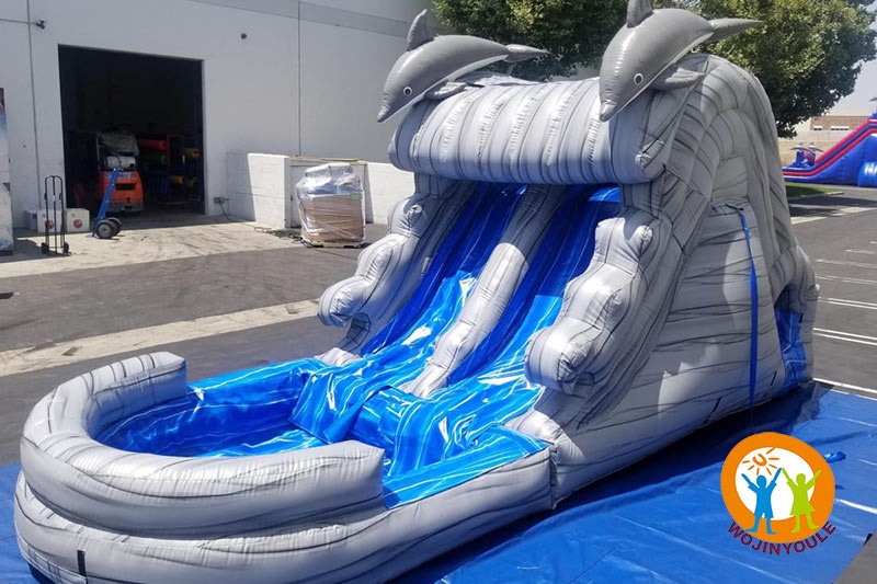 WS101 13ft Dolphin Inflatable Water Slide with Pool