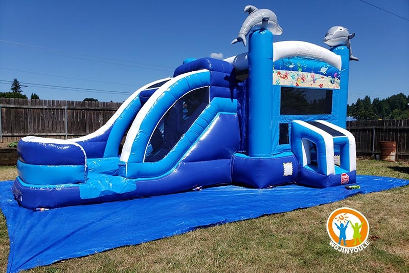 WB364 Big Dolphin Inflatable Wet Combo Bouncer Slide