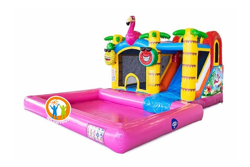 MC402 Flamingo Inflatable Bouncer Water Slide w/ pool
