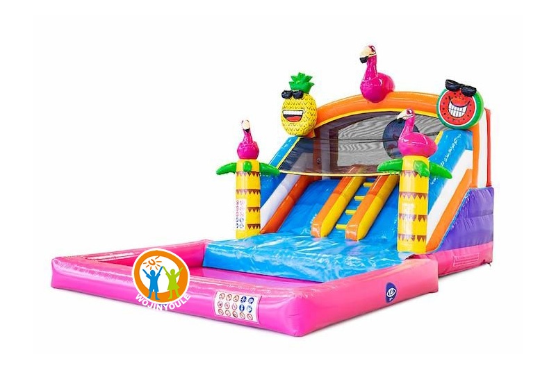 MC418 Flamingo Inflatable Bouncer Water Slide w/ pool