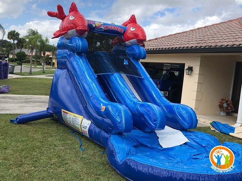 WS224 25FT Red Fish Dolphin Inflatable Water Slide