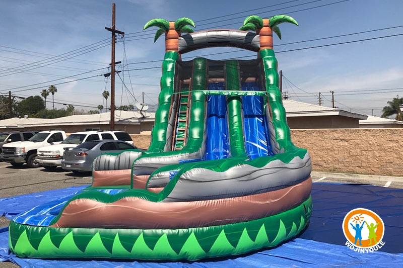 WS236 20ft Green Iguana Inflatable Water Slide w/ Pool