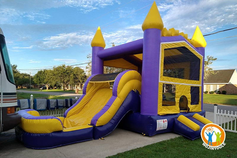 WB385 5in1 Purple Yellow Inflatable Wet Combo Bouncer Water Slide