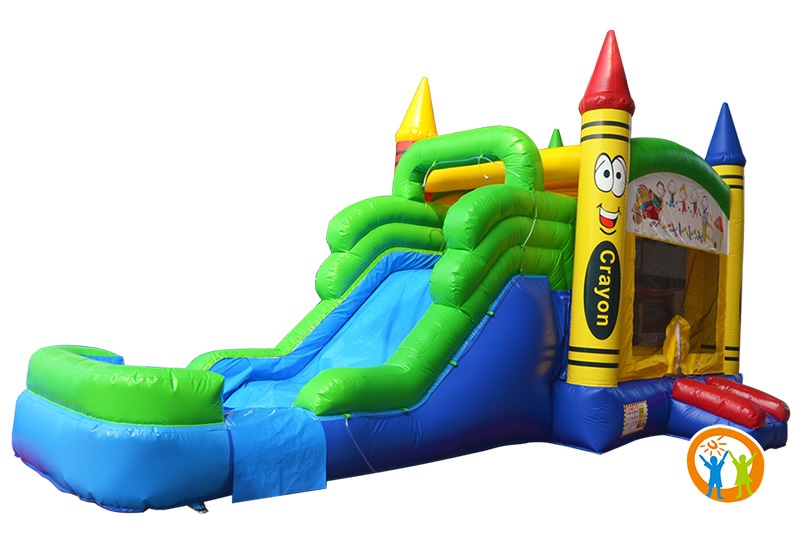 WB395 Crayon Wet Dry Combo Water Inflatable Bouncer Slide