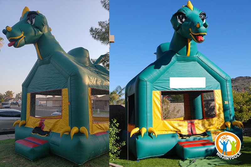 WB417 Dinosaur Big Green Inflatable Bounce House