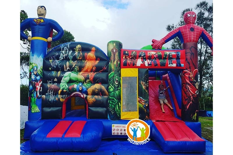 WB401 Super Heros Inflatable Combo Bouncy Castle Slide