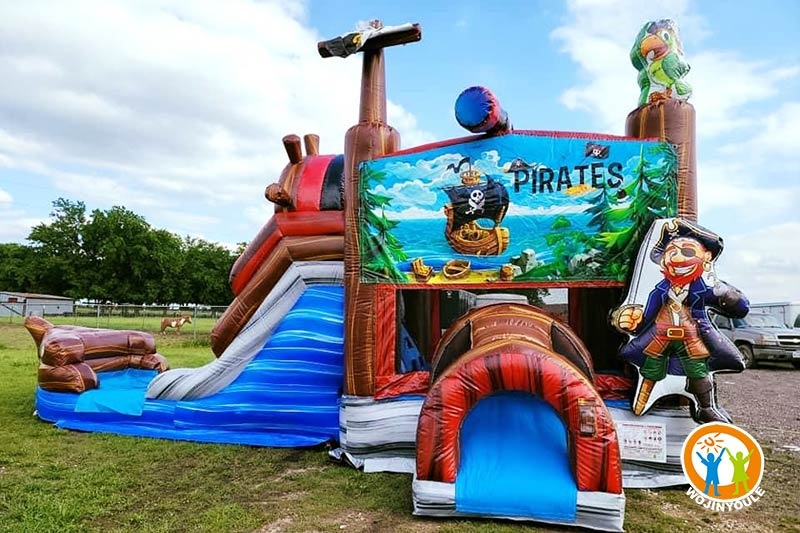 WB432 Pirate Ship Inflatable Combo Bounce House with Slide