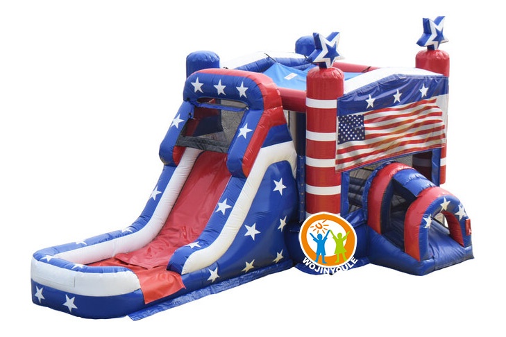WB431 Old Glory USA Inflatable Combo Bounce House with Slide