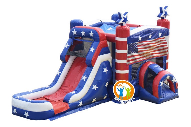 WB431 Old Glory USA Inflatable Wet Combo Bouncer Slide Pool