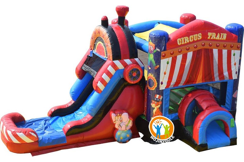 WB429 Circus Train Inflatable Combo Bounce House with Slide