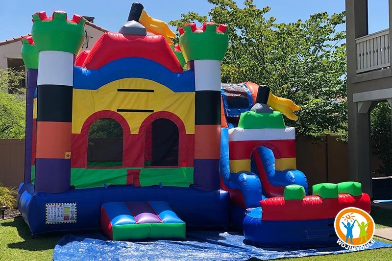WB438 Block Tower Wet/Dry Slide Inflatable Combo Bounce House