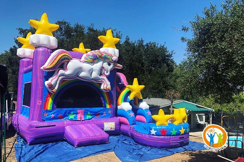 WB437 Unicorn Wet/Dry Slide Inflatable Combo Bounce House