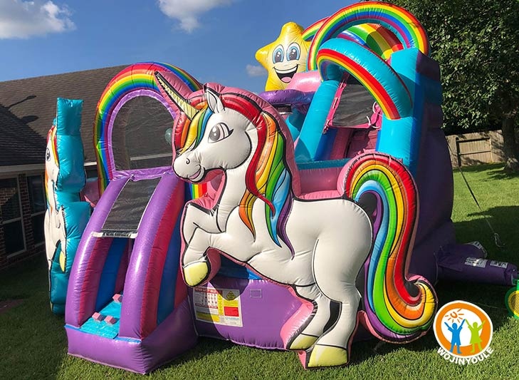 WB436 Unicorn Playzone Wet/Dry Slide Inflatable Bounce Combo