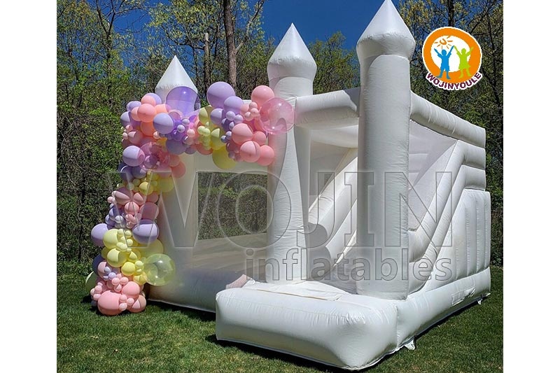 WJ201 White Wedding Castle Inflatable Bounce House w/ Slide