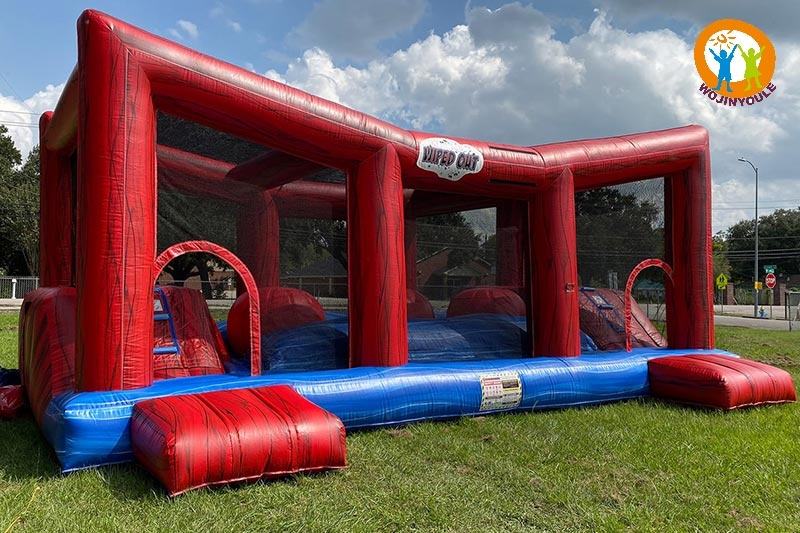 OC183 Wipe-Out Challenge Inflatable Obstacle Course w/ Mesh Roof