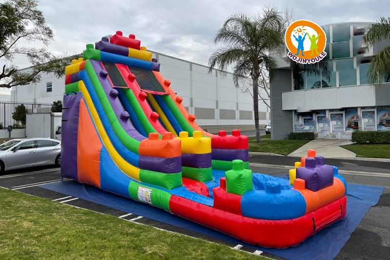 WS176 18ft Party Blocks Inflatable Water Slide with Pool