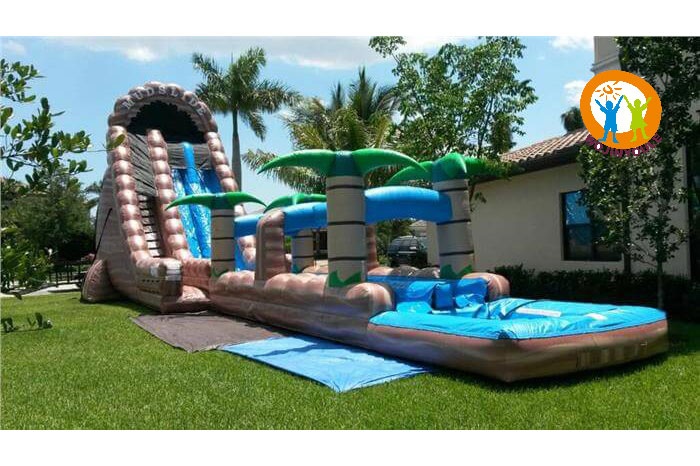 WS177 30ft MudSlide Dual Lane Inflatable Water Slide with Pool