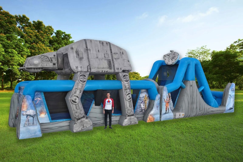 OC215 50ft Star Wars Inflatable Obstacle Course Wet Dry Slide