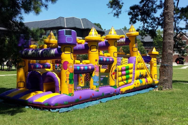 OC217 46ft Knight Run Inflatable Obstacle Course Wet Dry Slide