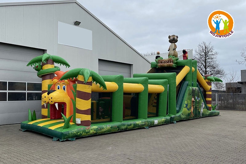 OC029 56ft Jungle Track Lion Inflatable Obstacle Course