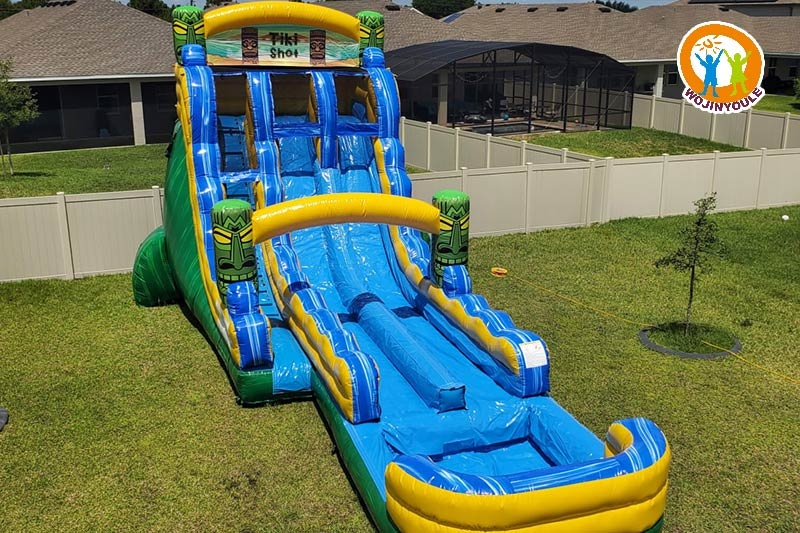 WW027 20FT Tiki Shot Double Lane Inflatable Water Slide w/ Pool