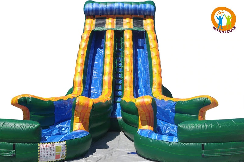 WW043 22ft Dual Lane Green Inflatable Water Slide w/ Pool