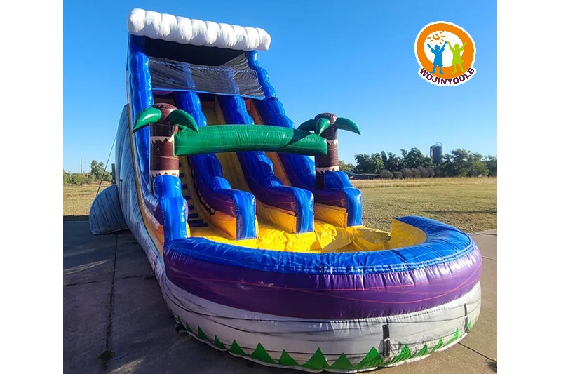 WW089 18ft Dual Lane Tsunami Palm Inflatable Water Slide