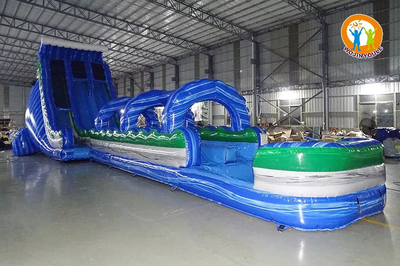 WW124 24ft Blue Crush Dual Lane Inflatable Water Slide with Pool