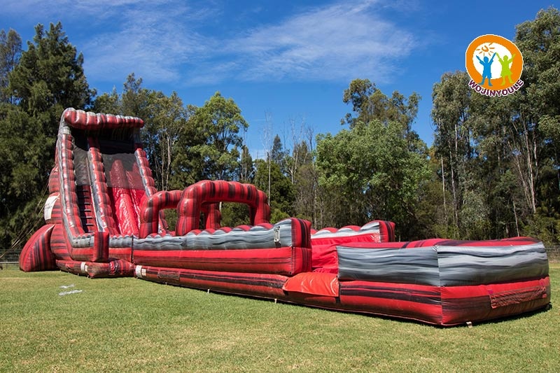 WW093 30ft Lava Giant Long Dual Lane Inflatable Water Slide with Pool