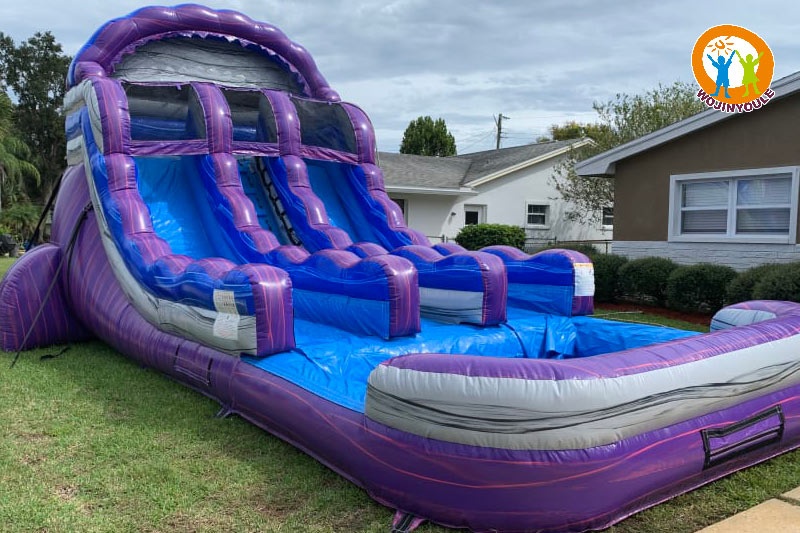 WW121 16ft Purple Crush Dual Lane Inflatable Water Slide with Pool