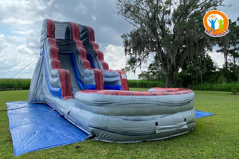 WW023 17ft Titanium Gray Red Inflatable Water Slide