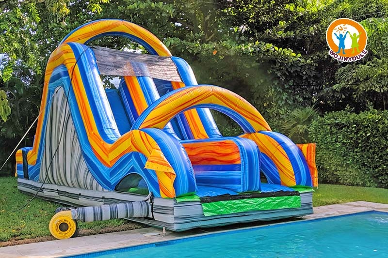WW112 16ft Radical Double-Lane Inflatable Water Slide Poolside