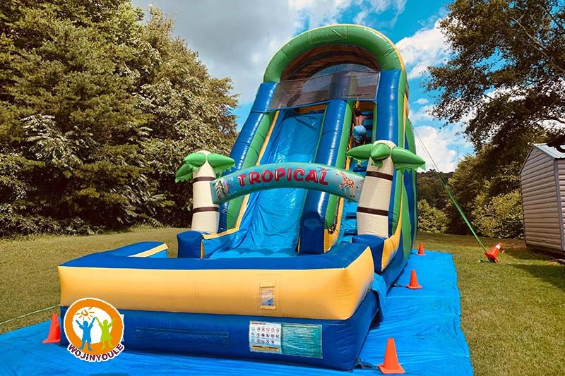 WW114 22Ft Tall Tropical Inflatable Water Slide