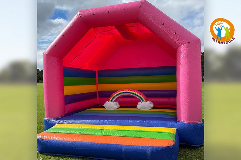 WJ237 Rainbow Pink Wedding Castle Inflatable Bounce House